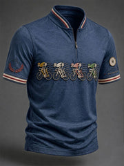T-shirt manches courtes zippé pour homme, modèle vélo de course