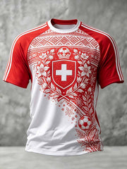 T-shirt à la mode pour homme, imprimé motif football suisse