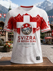 T-shirt imprimé pour homme, style footballeur suisse