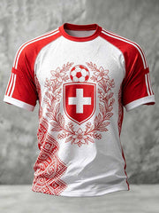 T-shirt à la mode pour homme, imprimé motif football suisse