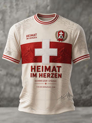 T-shirt imprimé pour homme, style footballeur suisse