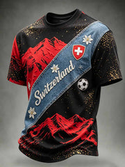 T-shirt à la mode pour homme, imprimé motif football suisse