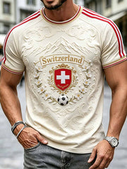T-shirt à la mode pour homme, imprimé motif football suisse