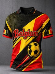 Polo imprimé pour homme à thème footballistique belge