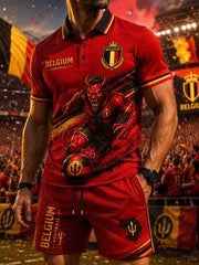 Ensemble polo à manches courtes pour homme, imprimé sur le thème du football