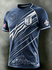 T-shirt décontracté pour homme, bleu nuit, imprimé de la Bretagne française et du Mont-Saint-Michel