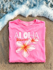 T-shirt à manches courtes pour femmes Aloha Hawaii Hibiscus Flower Print Vacation