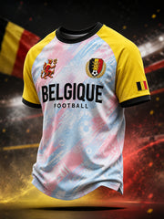 T-shirt à manches courtes à manches raglan imprimé sur le thème du football pour homme