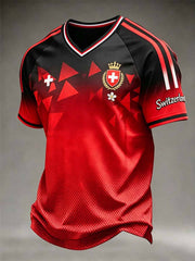 T-shirt décontracté à imprimé de football suisse pour hommes