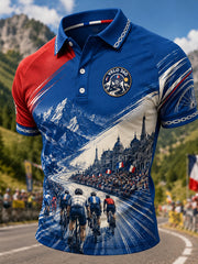 Polo imprimé artistique pour hommes sur le Tour de France
