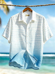 Chemise à manches courtes décontractée imprimée à motif géométrique de style vacances pour hommes