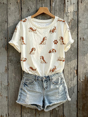 Lovely Dogs Femme Avec Patte Art Imprimer T-shirt à manches courtes