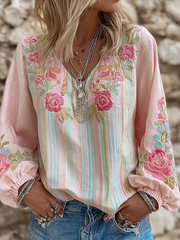 Chemise femme imprimé floral en coton et lin