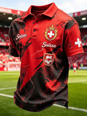 Haut à manches courtes pour fans de football suisse, modèle homme