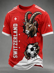 T-shirt à imprimé pour fans de football suisse, modèle homme