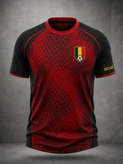 Maillot décontracté avec impression d’art fan de football belge rétro