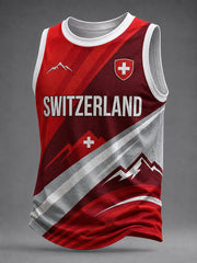 Gilet imprimé pour fans de football suisse, modèle homme
