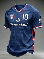 T-shirt de sport décontracté à imprimé végétal pour homme, style football