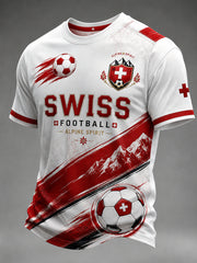 T-shirt à manches courtes pour homme avec imprimé footballistique