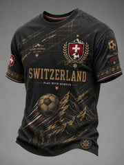 T-shirt à manches courtes pour homme avec imprimé footballistique