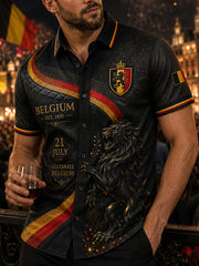 Retro Vacation Business Style Casual Chemise à manches courtes pour hommes