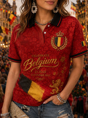 Polo Femme à manches courtes imprimé floral National Day