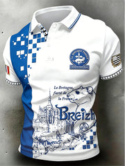 Polo homme de style professionnel à imprimé de la Bretagne française et du Mont-Saint-Michel