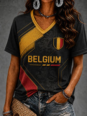 T-shirt Belgium Football à manches courtes pour femmes