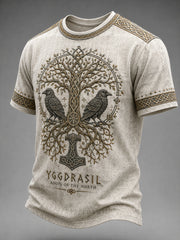 T-shirt rétro pour homme à manches courtes, imprimé motifs vikings