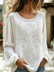 Chemise femme en coton et lin à imprimé noeud celtique