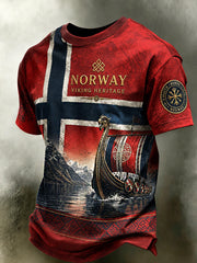 Retro Nordic Style Art norvégien Imprimer T-shirt décontracté pour hommes