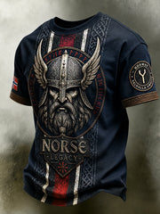 Polo décontracté à imprimé d'art norvégien de style nordique rétro pour hommes