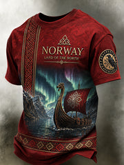 T-shirt rétro style nordique homme avec imprimé art norvégien