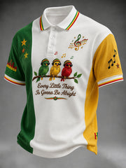 Retro Reggae Patchwork Casual Waffle-Weave Polo Homme