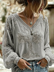 Chemise en coton-lin chic Viking Tree of Life Celtic Knot Print pour femme