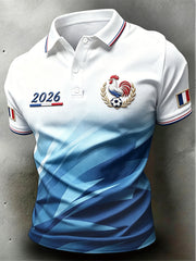 Polo décontracté pour homme à imprimé dégradé coq français 2026