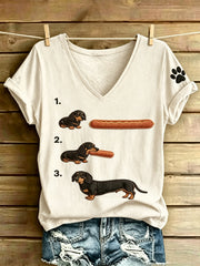 T-shirt vintage à manches courtes, ample, à la mode, imprimé d’un chien drôle et d’inspiration animale pour femme