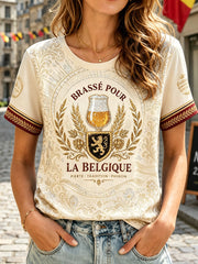 T-shirt imprimé d’art aux couleurs de la Belgique pour la fête nationale, modèle femme