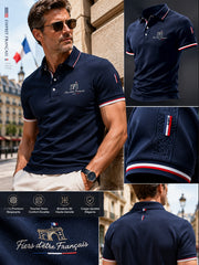 Polo décontracté de la fête nationale française rétro pour hommes