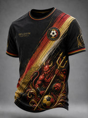 T-shirt décontracté avec impression d’art fan de football belge rétro