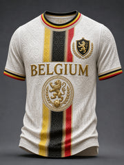 T-shirt décontracté avec impression d’art fan de football belge rétro