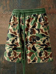 Shorts à cordon pour homme, motif camouflage amusant avec chien