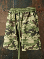 Shorts à cordon pour homme, motif camouflage amusant avec chien