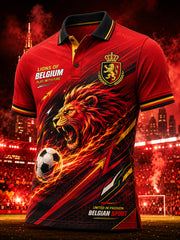 Polo à manches courtes pour homme avec imprimé lion de football