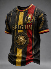 T-shirt décontracté avec impression d’art fan de football belge rétro