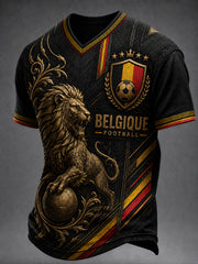 T-shirt décontracté avec impression d’art fan de football belge rétro