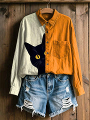 Chemise imprimée d'art de chat de la mode des femmes