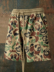 Shorts à cordon pour homme, motif camouflage amusant avec chien