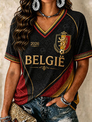 T-shirt col V de football pour femmes, Belgique
