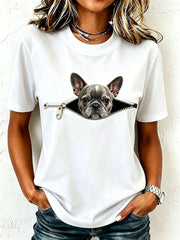 T-shirt féminin adorable au motif de bouledogue français